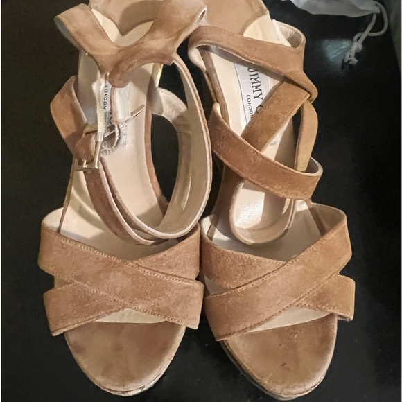 Jimmy Choo Leather Glitter Accent Sandals - Picture 10 of 13